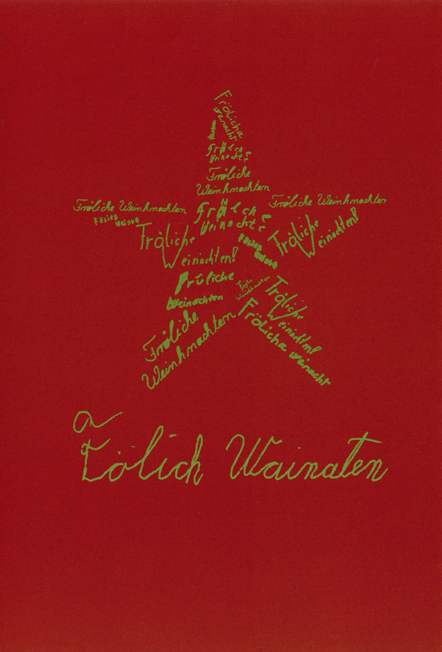 Weihnachtskarte-rot Weihnachtskarte Stern (Faltkarte A5, gold auf rot)