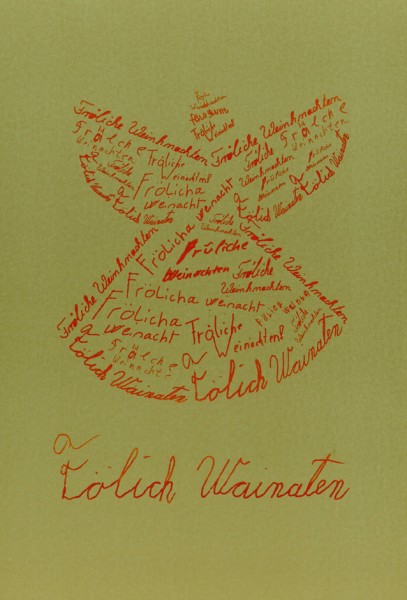 Weihnachtskarte Engel (Faltkarte A5 rot auf gold)